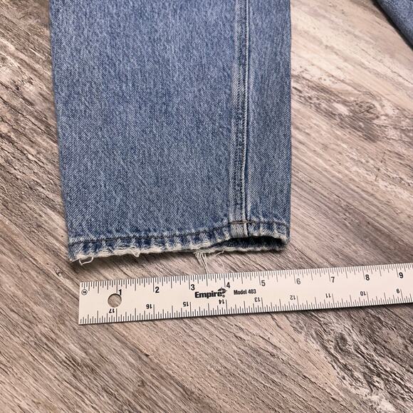 American Eagle Mid Wash Womens 8 Relaxed‎ Thrashed Distressed Denim Mom Jeans - Picture 11 of 11
